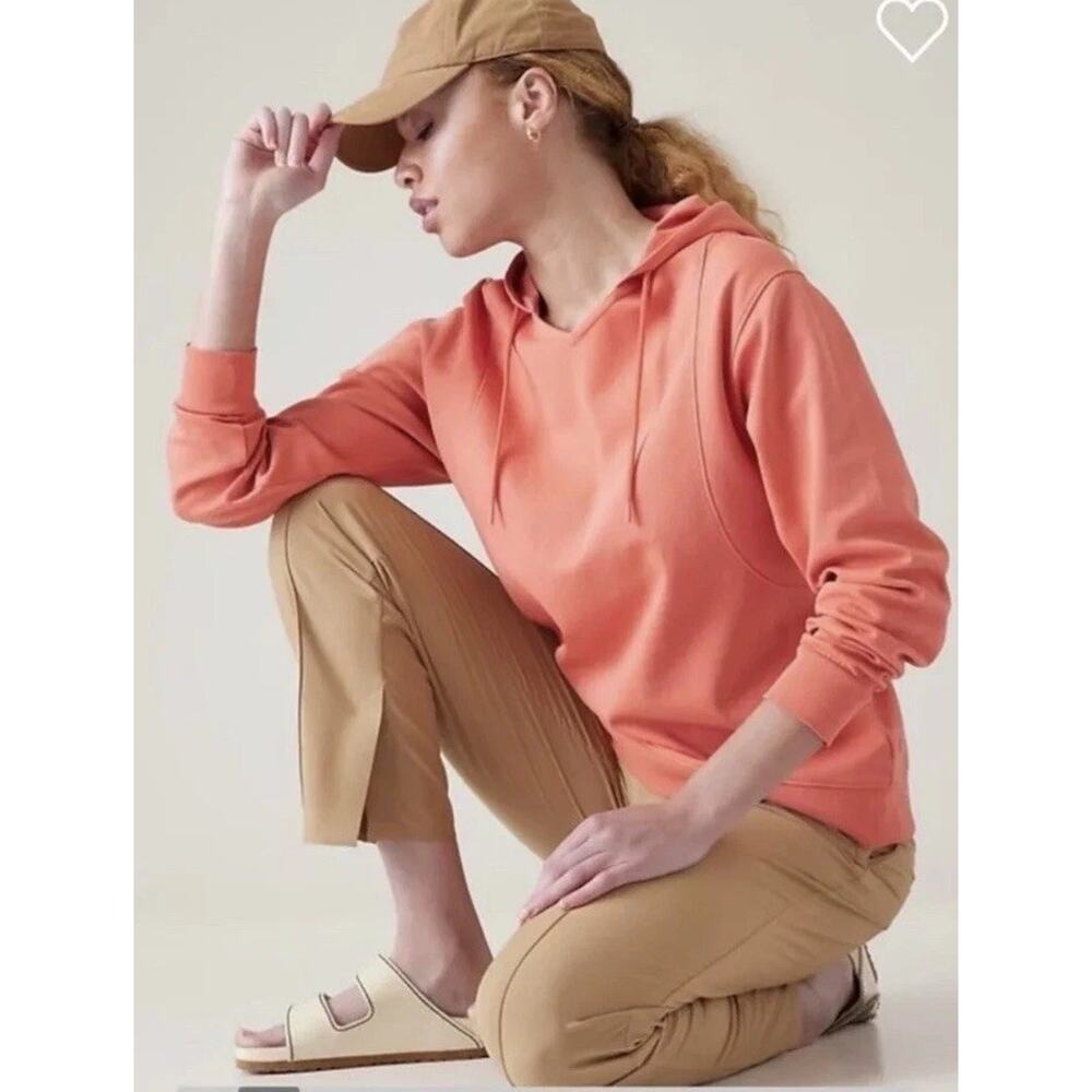 ATHLETA Sundown Hoodie Sweatshirt Sz Small Soft Persimmon‎ Orange